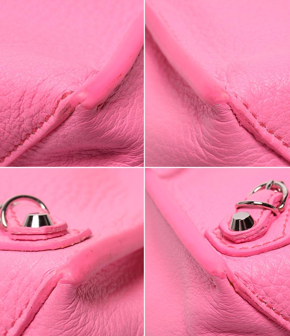 BALENCIAGA 2way ハンドバッグ ショルダーバッグ カーフスキンレザー ネオンピンク ショッキングピンク ペーパー ミニ A6 ジップアラウンド