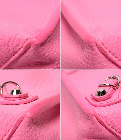 BALENCIAGA 2way ハンドバッグ ショルダーバッグ カーフスキンレザー ネオンピンク ショッキングピンク ペーパー ミニ A6 ジップアラウンド