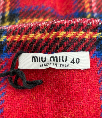 美品 ミュウ ミュウ ウールミニスカート タータンチェック レディース SIZE 40 (M) Miu Miu