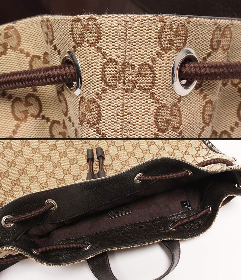 美品 グッチ リュック 巾着型 GGキャンバス 449175 527066 ユニセックス GUCCI