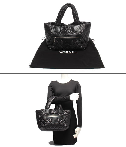 美品 CHANEL トートバッグ シルバー金具 コココクーン スモール レディース シャネル