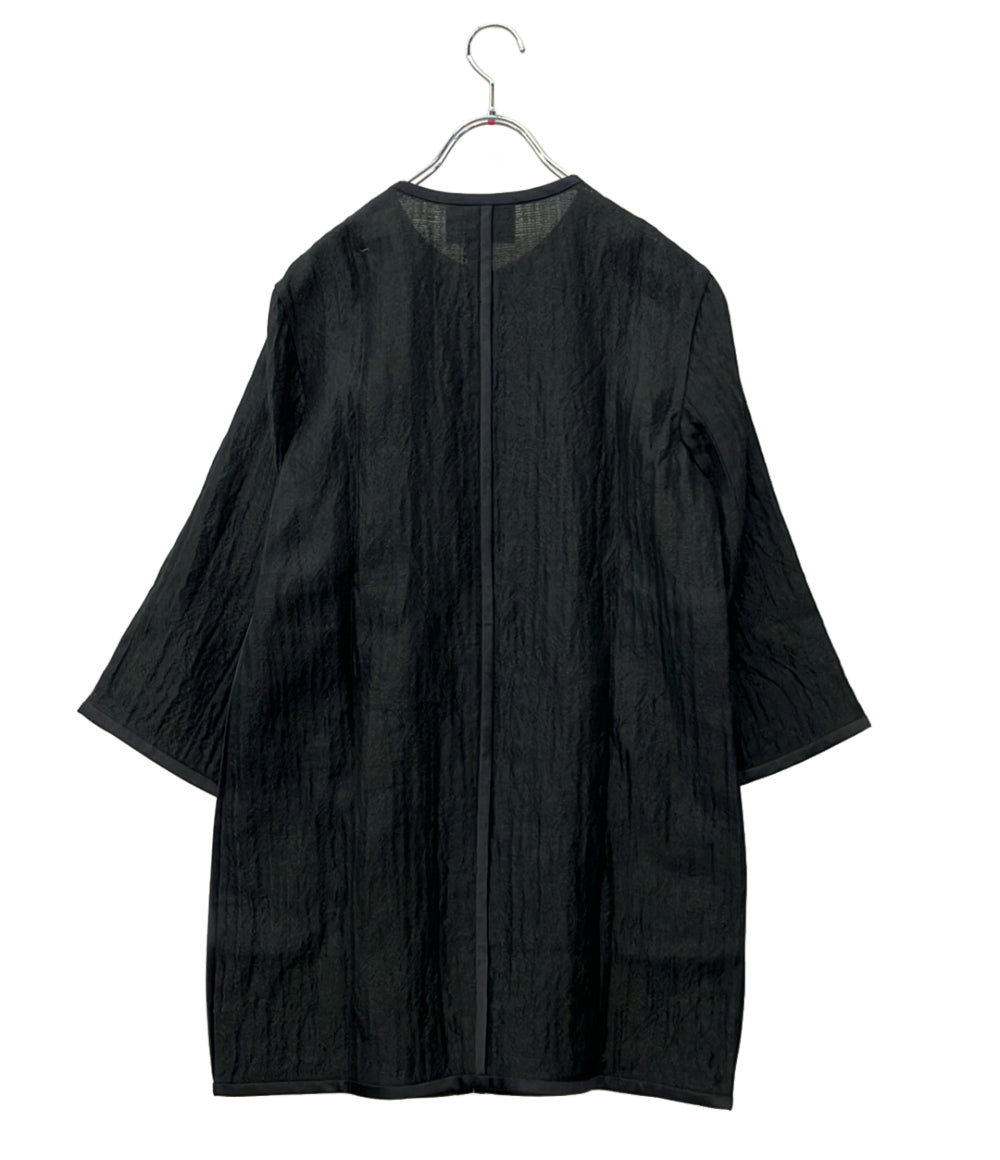 美品 LANVIN collection ノーカラージャケット フロントジップアップ シワ加工 タグ付き 2835145 レディース SIZE 38 (S) ランバン コレクション