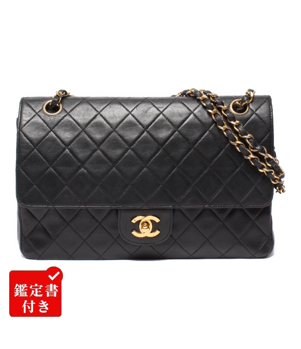 シャネル チェーンショルダーバッグ Ｗチェーン ダブルフラップ ゴールド金具 ラムスキン 0番台 マトラッセ27 レディース CHANEL