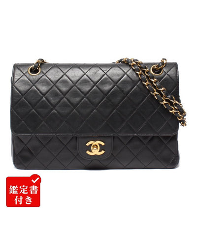 シャネル チェーンショルダーバッグ Ｗチェーン ダブルフラップ ゴールド金具 ラムスキン 0番台 マトラッセ27 レディース CHANEL