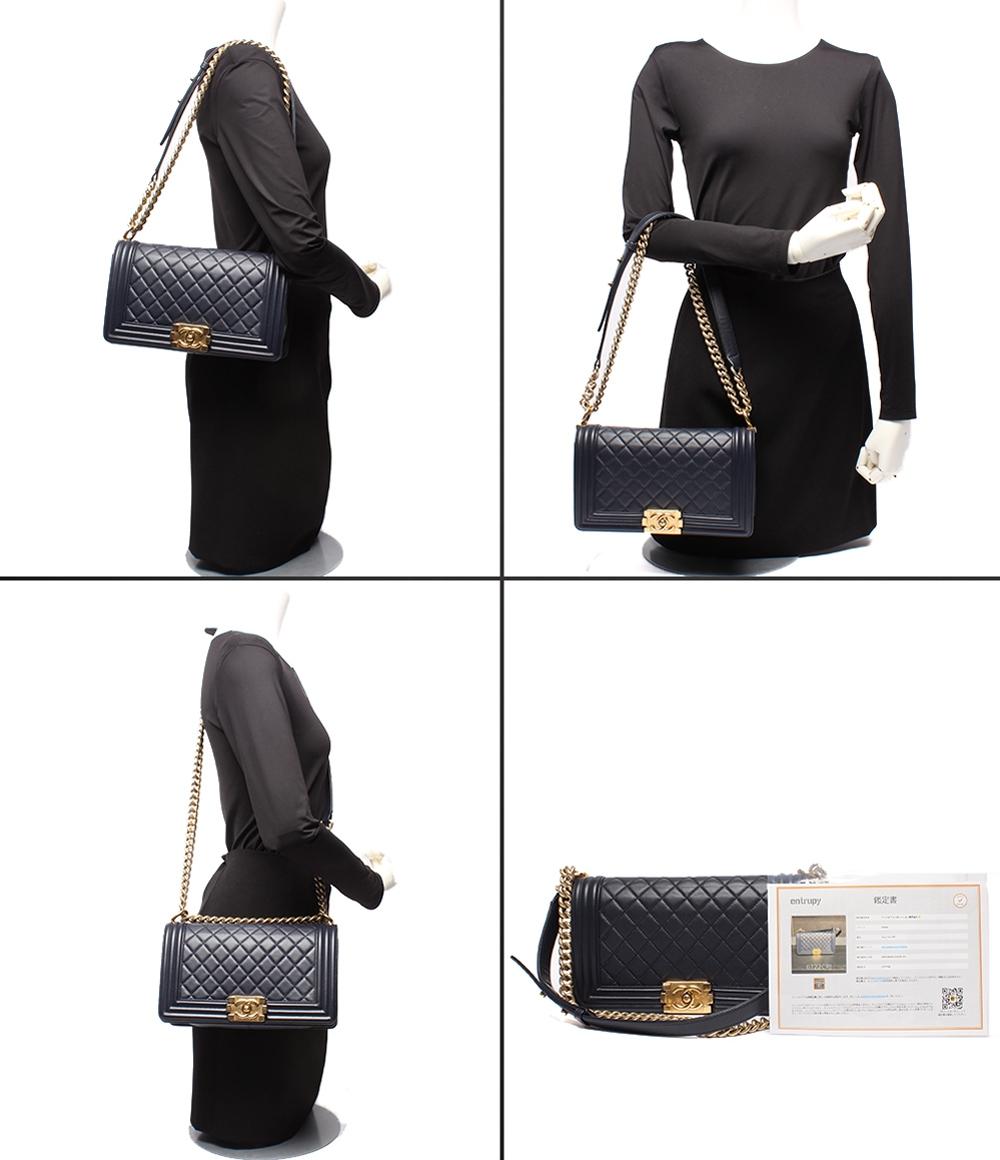 シャネル チェーンショルダーバッグ 肩掛け 斜め掛け ゴールド金具 ラムスキン ココマーク ボーイシャネル25 レディース CHANEL