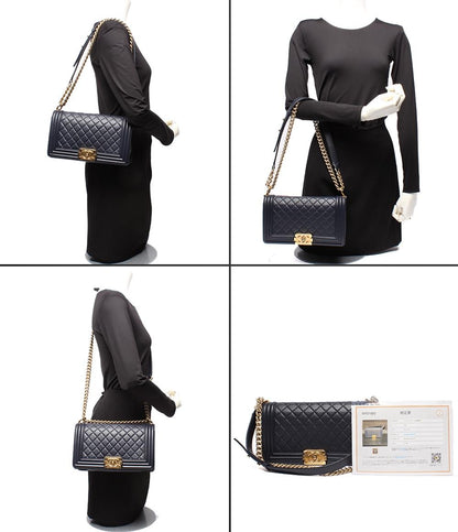 シャネル チェーンショルダーバッグ 肩掛け 斜め掛け ゴールド金具 ラムスキン ココマーク ボーイシャネル25 レディース CHANEL