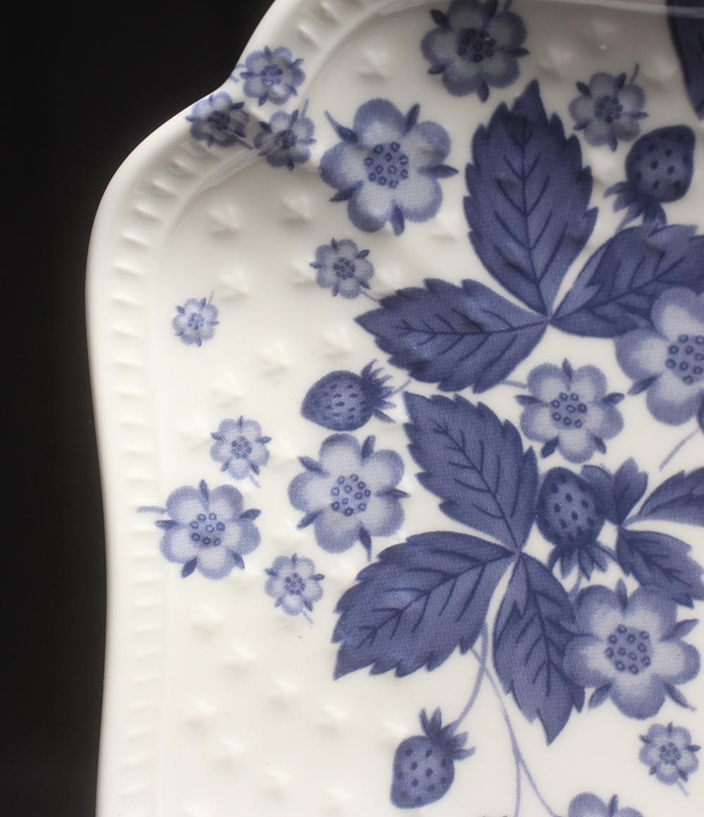 美品 ウェッジウッド スモールプレート スクエア 皿 2点セット 14cm ストロベリーブルーム インディゴ WEDGWOOD