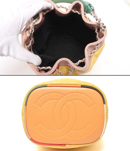 訳あり CHANEL 2WAYハンドバッグ ショルダーバッグ 斜め掛け 肩掛け シルバー金具 マトラッセ ラムスキン 巾着型 ココマーク レディース シャネル