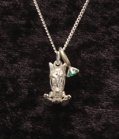 美品 Disney ネックレス SV925 デイジーダックモチーフ エメラルドチャーム レディース ディズニー