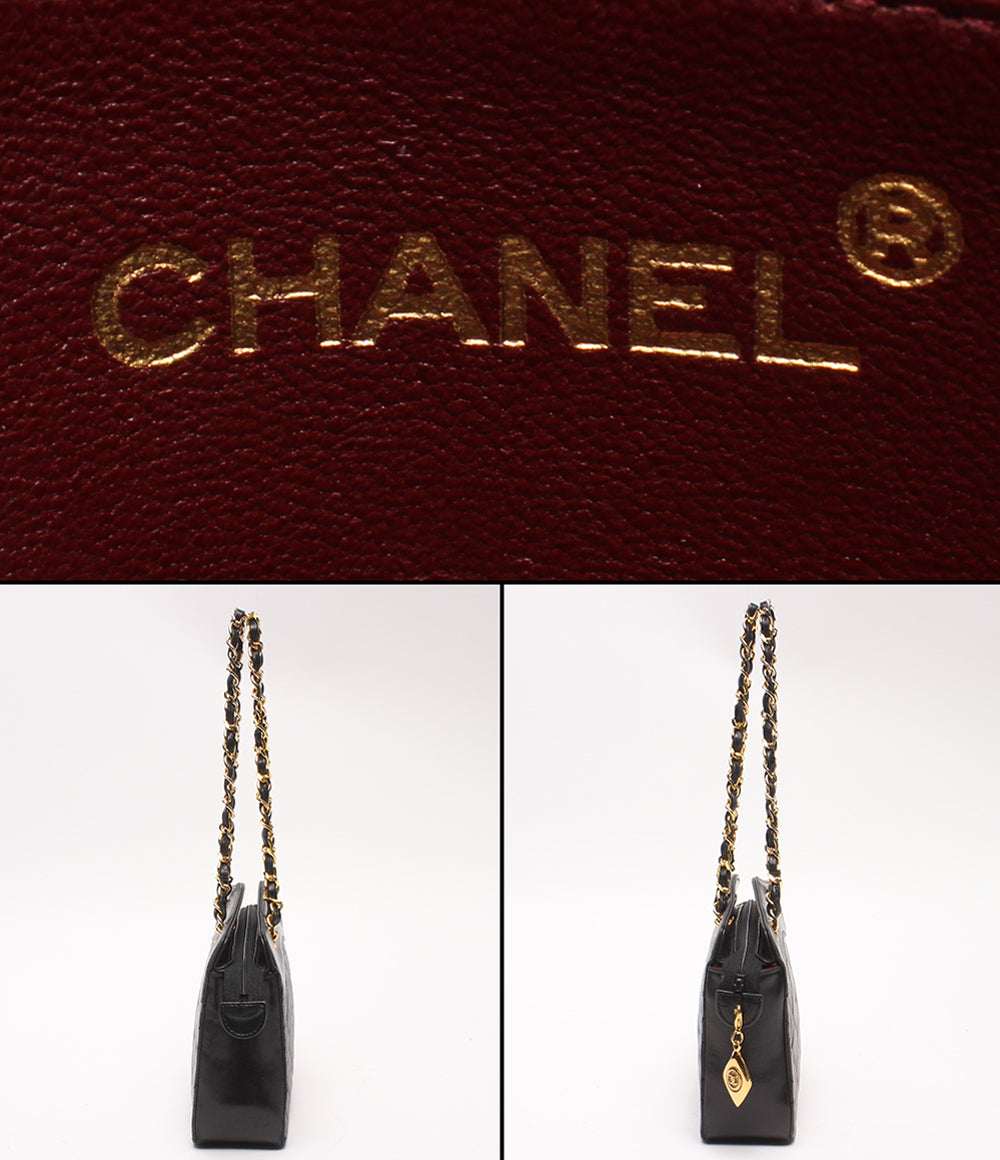 CHANEL チェーンハンドバッグ ゴールド金具 マトラッセ ラムスキン レディース シャネル
