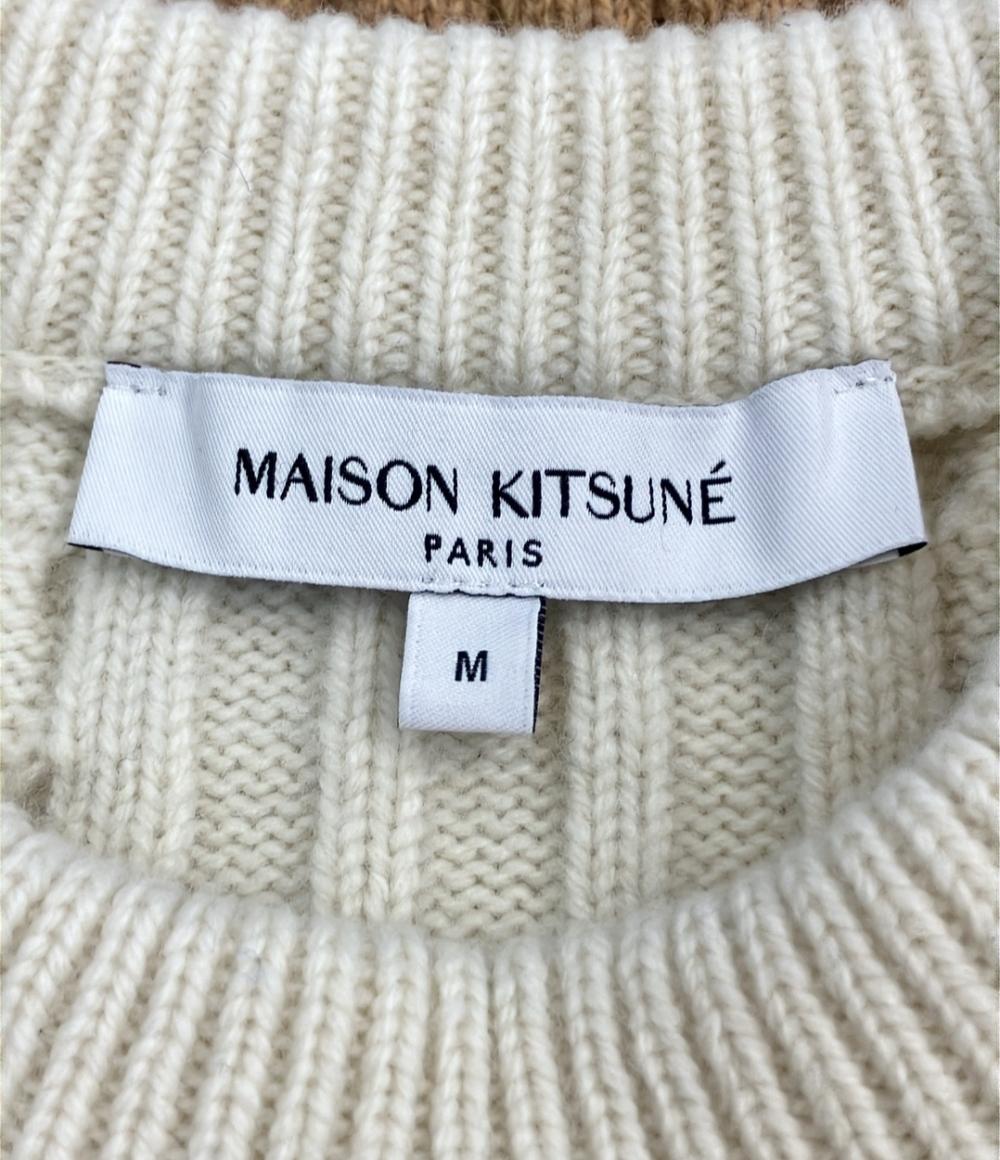 美品 MAISON KITSUNE 長袖ニット セーター NM00804KH0001 メンズ SIZE M メゾンキツネ
