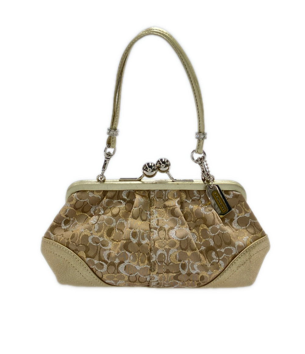 美品 COACH ハンドバッグ がま口 ポーチ ミニシグネチャー 3597 レディース コーチ