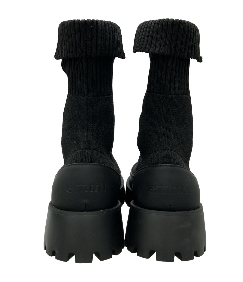 美品 emmi ニットショートブーツ eco ニットブーツ 13WGS254501 レディース SIZE 24.0 エミ
