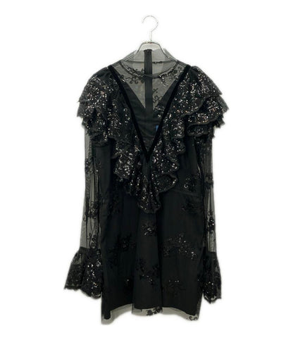 美品 マックグロー シアーチュールドレス ワンピース スパンコール レディース SIZE 10 (L) macgraw