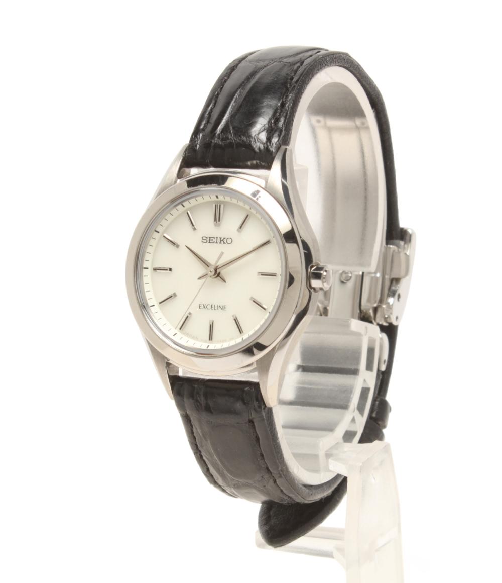 美品 SEIKO 腕時計 エクセリーヌ ソーラー ホワイト V131-0AB0 レディース セイコー