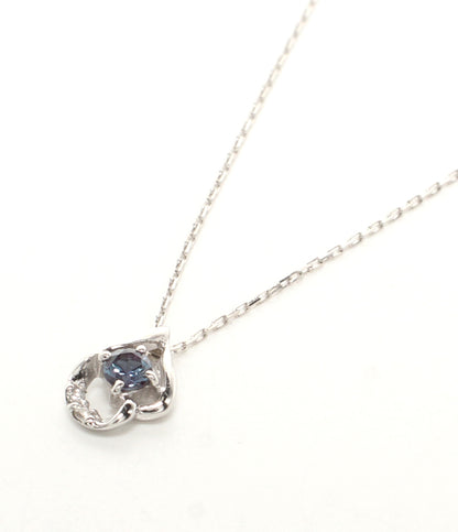 美品 ネックレス K10WG アレキサンドライト 0.02ct ダイヤ 0.01ct レディース