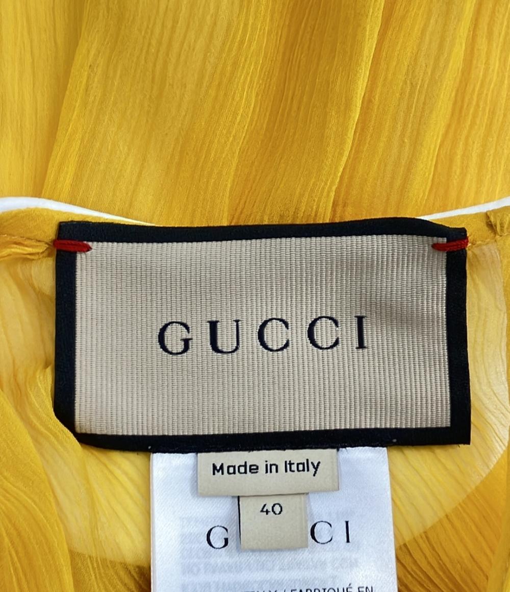美品 GUCCI ラウンドカラーシフォンワンピース 728125 レディース SIZE 40 (S) グッチ