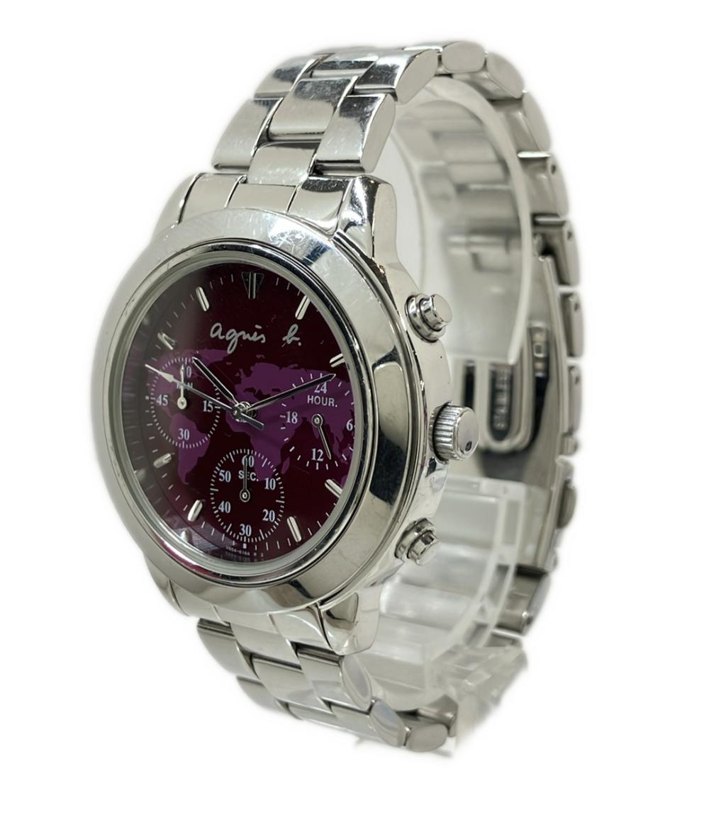 agnes b. 腕時計 クオーツ パープル V654-6100 メンズ アニエスベー