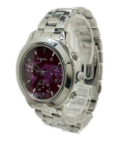 agnes b. 腕時計 クオーツ パープル V654-6100 メンズ アニエスベー