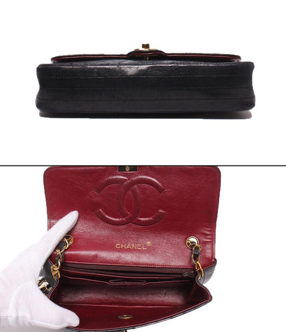 CHANEL チェーンショルダーバッグ シングルフラップ 斜め掛け ヴィンテージ ラムスキン ゴールド金具 マトラッセ レディース シャネル