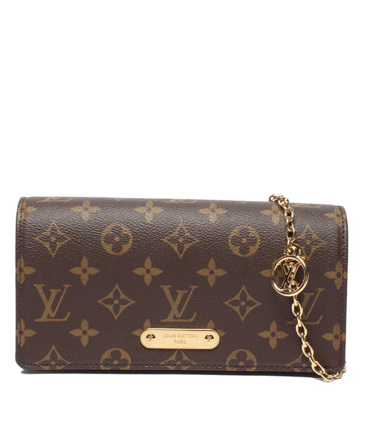 美品 LOUIS VUITTON ショルダーウォレット ショルダーバッグ クラッチバッグ 斜め掛け 肩掛け ウォレット オン チェーン リリー モノグラム M82509