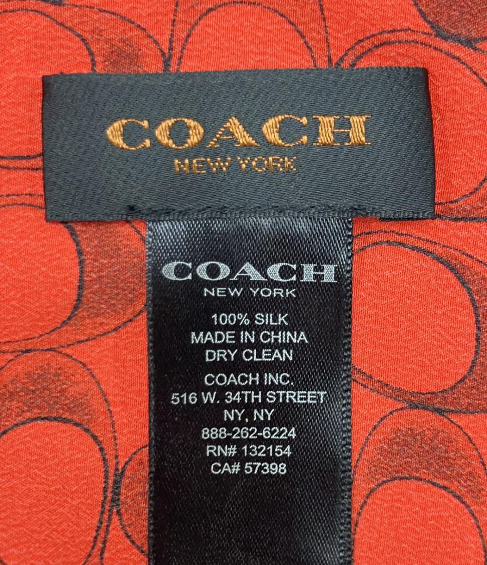美品 COACH ストール シルク100% シグネチャー レディース コーチ
