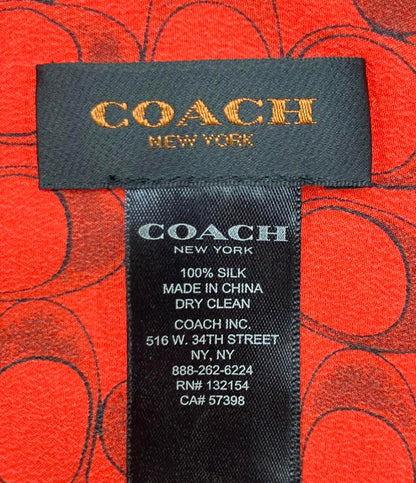 美品 COACH ストール シルク100% シグネチャー レディース コーチ