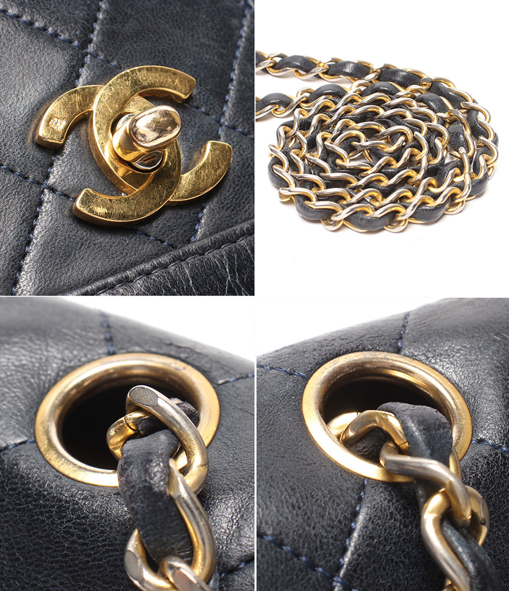 CHANEL チェーンショルダーバッグ 肩掛け 斜め掛け ゴールド金具 マトラッセ シングルチェーン シングルフラップ ラムスキン レディース シャネル