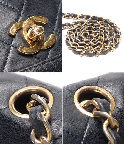CHANEL チェーンショルダーバッグ 肩掛け 斜め掛け ゴールド金具 マトラッセ シングルチェーン シングルフラップ ラムスキン レディース シャネル
