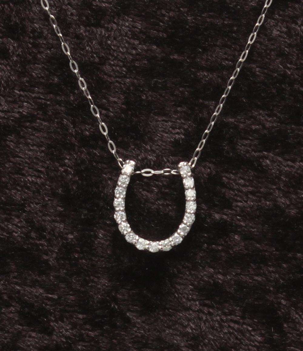 美品 ネックレス Pt950 Pt900 ダイヤ 0.20ct ホースシューモチーフ レディース