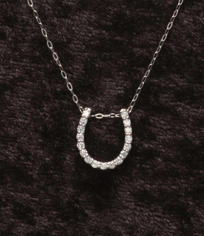 美品 ネックレス Pt950 Pt900 ダイヤ 0.20ct ホースシューモチーフ レディース