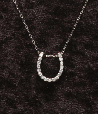 美品 ネックレス Pt950 Pt900 ダイヤ 0.20ct ホースシューモチーフ レディース