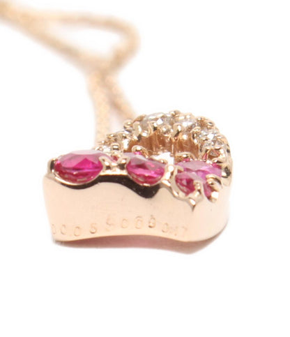 美品 ポンテヴェキオ ネックレス K18 ルビー 0.17ct ピンクサファイア 0.09ct ダイヤ 0.05ct ハートモチーフ レディース Ponte Vecchio