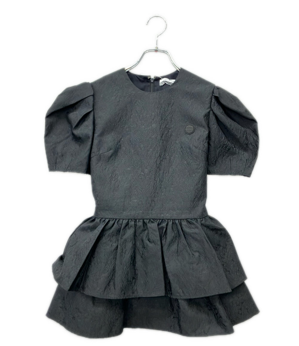 BORDERS at BALCONY 半袖 ジャガード ペプラム ブラウス レディース SIZE 36 ボーダーズ アット バルコニー