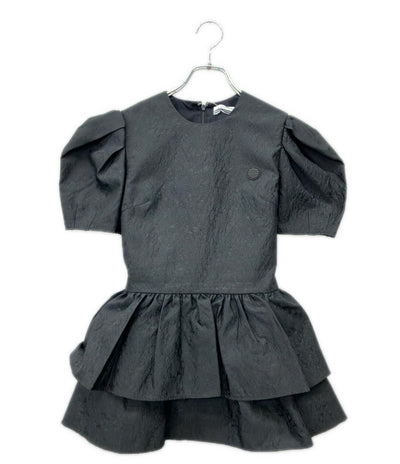 BORDERS at BALCONY 半袖 ジャガード ペプラム ブラウス レディース SIZE 36 ボーダーズ アット バルコニー