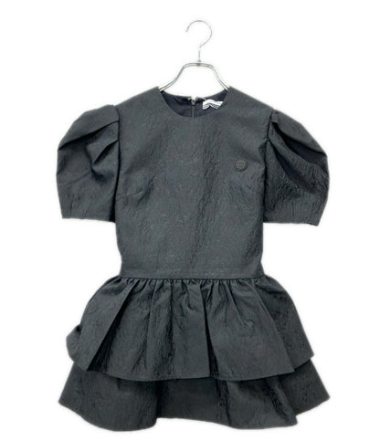 BORDERS at BALCONY 半袖 ジャガード ペプラム ブラウス レディース SIZE 36 ボーダーズ アット バルコニー