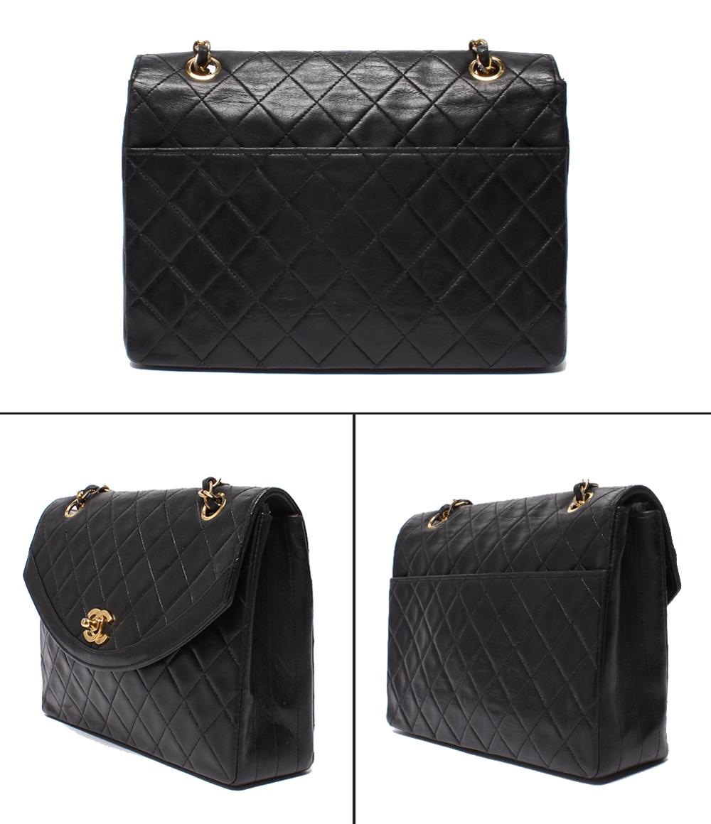 CHANEL チェーンショルダーバッグ ダブルチェーン シングルフラップ ゴールド金具 ラムスキン 0番台 マトラッセ25 A1300 レディース シャネル
