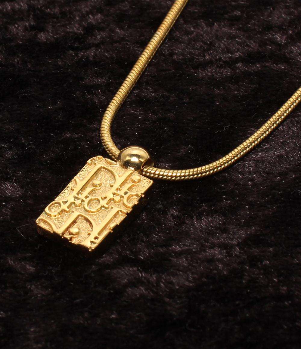 Christian Dior ネックレス トロッタープレート ロゴ ラインストーン レディース クリスチャンディオール