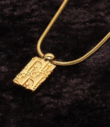 Christian Dior ネックレス トロッタープレート ロゴ ラインストーン レディース クリスチャンディオール