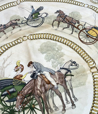 訳あり HERMES スカーフ シルク100% カレ90 LA PROMENADE DE LONGCHAMPS レディース エルメス