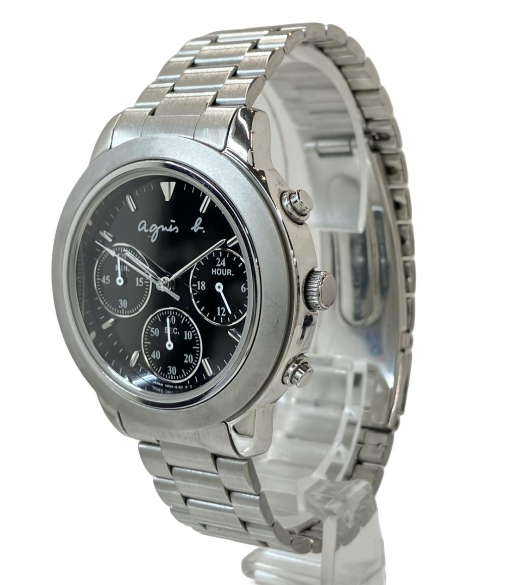 アニエスベー 腕時計 クオーツ ブラック V654-6100 ユニセックス agnes b.