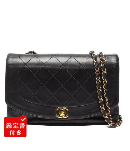 CHANEL チェーンショルダーバッグ ゴールド金具 シングルフラップ シングルチェーン ダイアナ 1番台 マトラッセ ラムスキン レディース シャネル