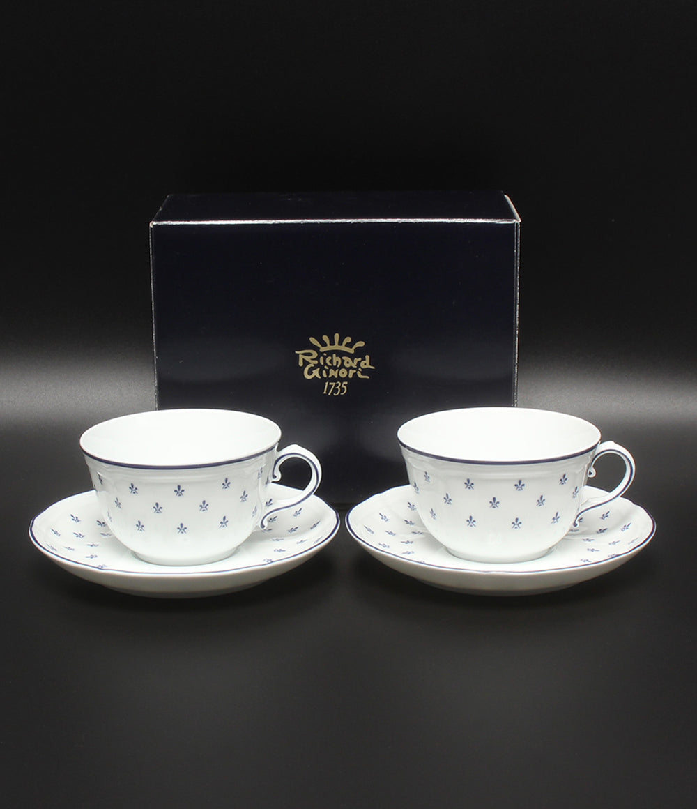 美品 Richard Ginori カップ＆ソーサー 2客セット ペア ロイヤルブルー リチャードジノリ
