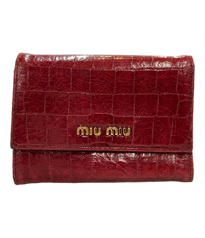 ミュウ ミュウ 三つ折り財布 クロコ型押し レディース Miu Miu