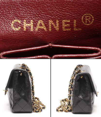 CHANEL チェーンショルダーバッグ 斜め掛け 肩掛け ゴールド金具 シングルフラップ シングルチェーン ミニマトラッセ ラムスキン １番台 レディース