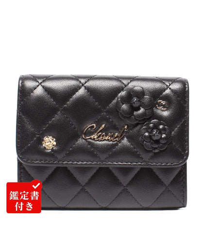 美品 CHANEL コンパクトウォレット コインケース カードケース カメリア 27番台 ゴールド金具 レディース シャネル