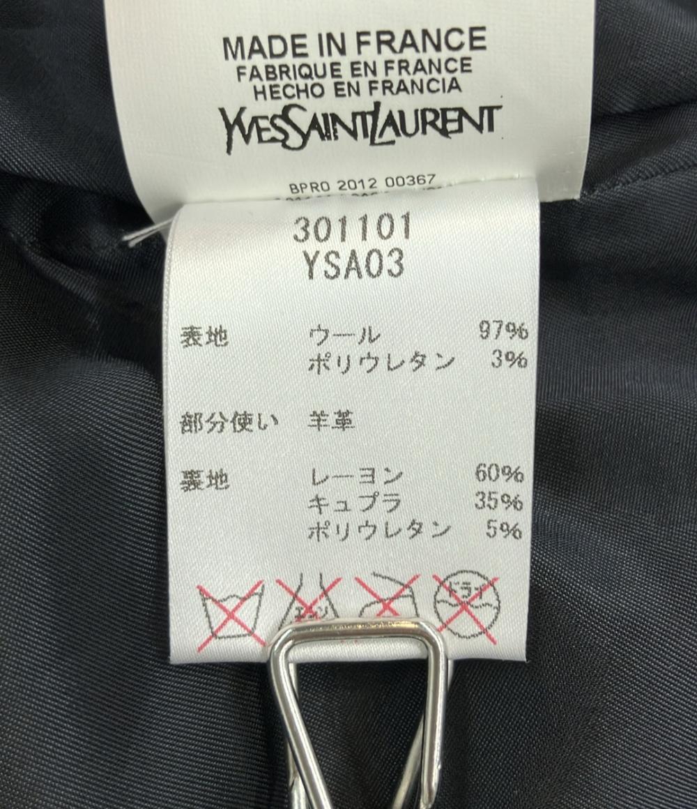 YVES SAINT LAURENT レザー切替スカート レディース イヴ・サンローラン