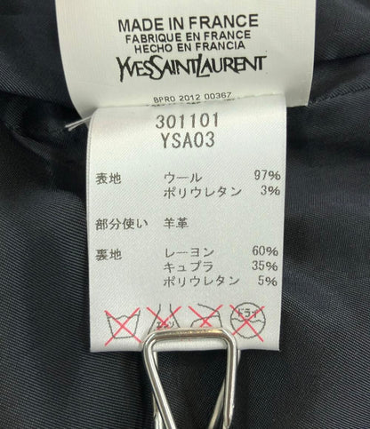 YVES SAINT LAURENT レザー切替スカート レディース イヴ・サンローラン