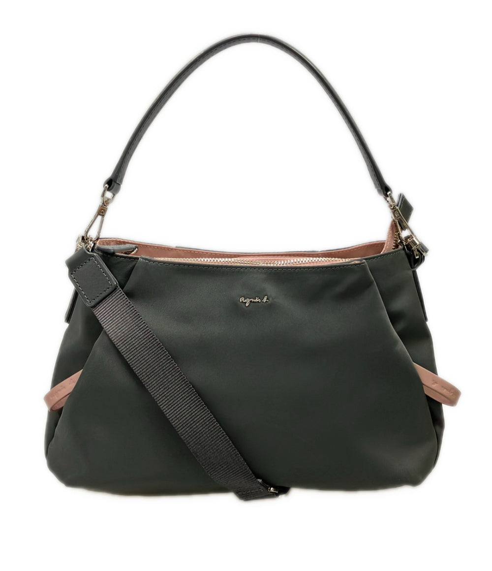 美品 agnes b. ハンドバッグ ショルダーバッグ 2WAY 斜め掛け ナイロン レディース アニエスベー
