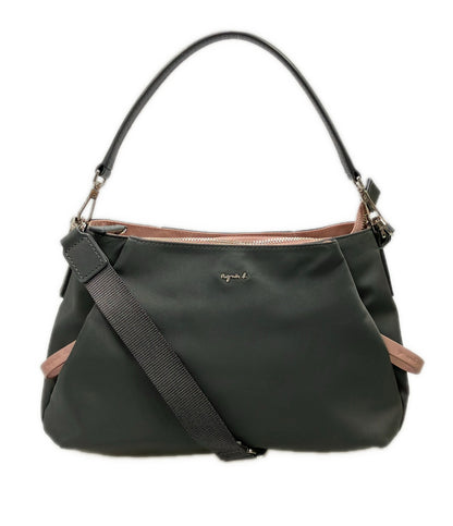 美品 agnes b. ハンドバッグ ショルダーバッグ 2WAY 斜め掛け ナイロン レディース アニエスベー